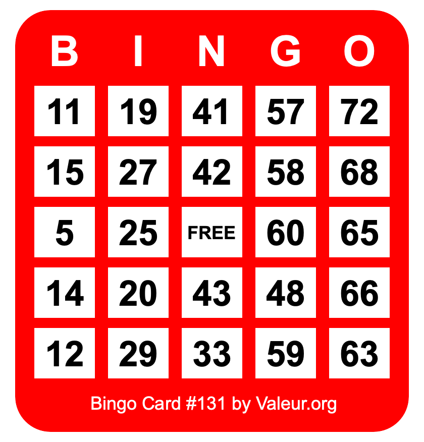 Bingo Card #131