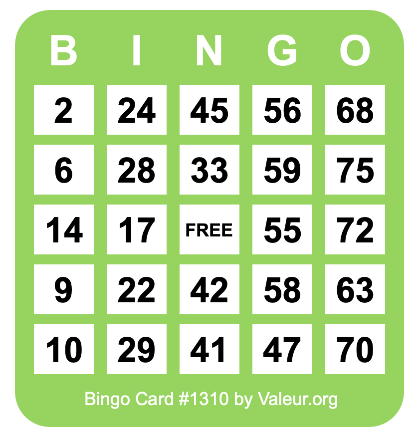 Bingo Card #1310