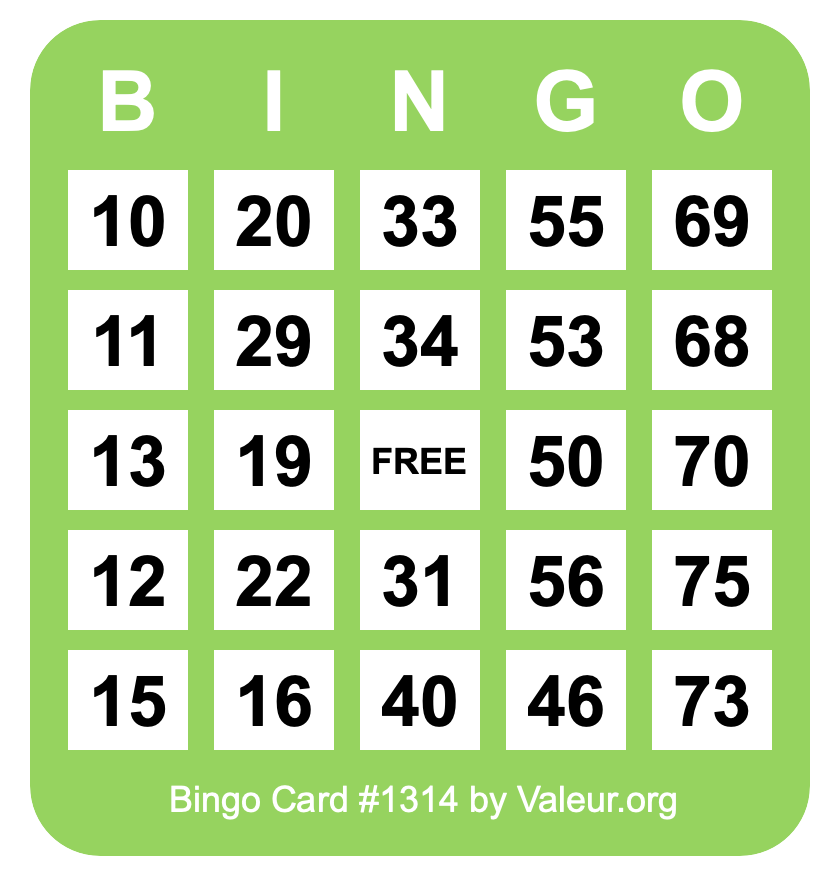 Bingo Card #1314
