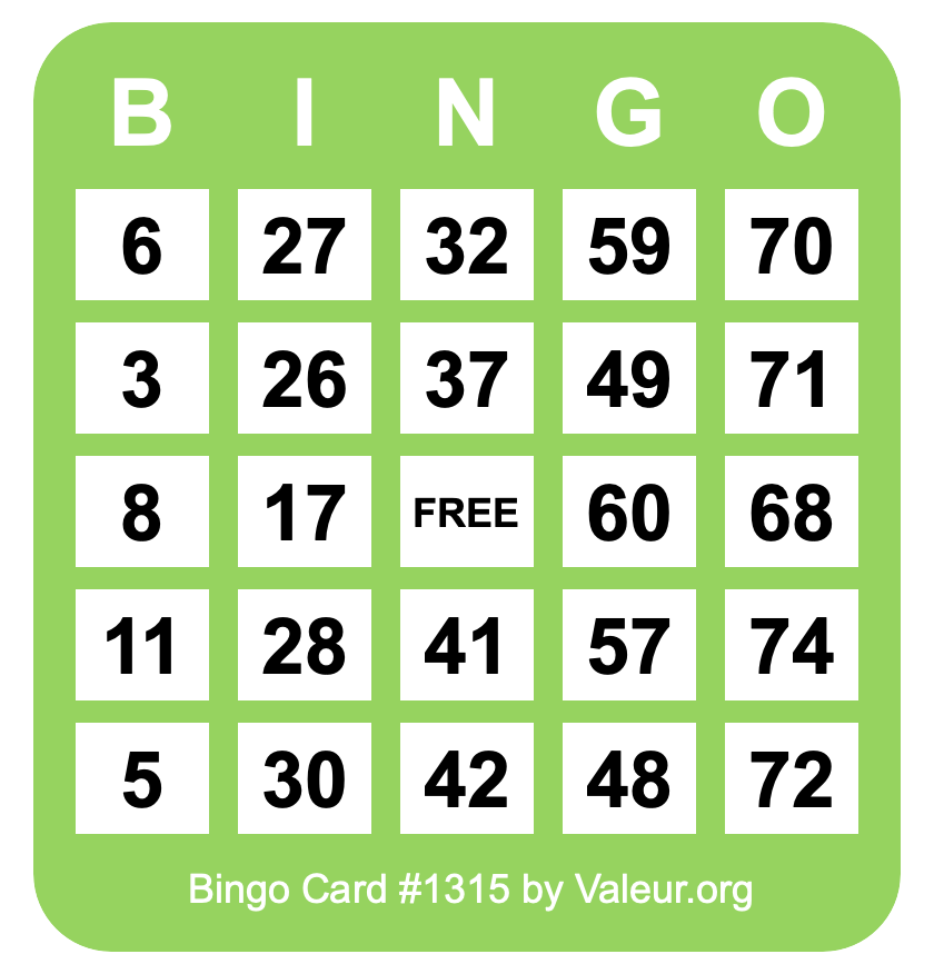 Bingo Card #1315