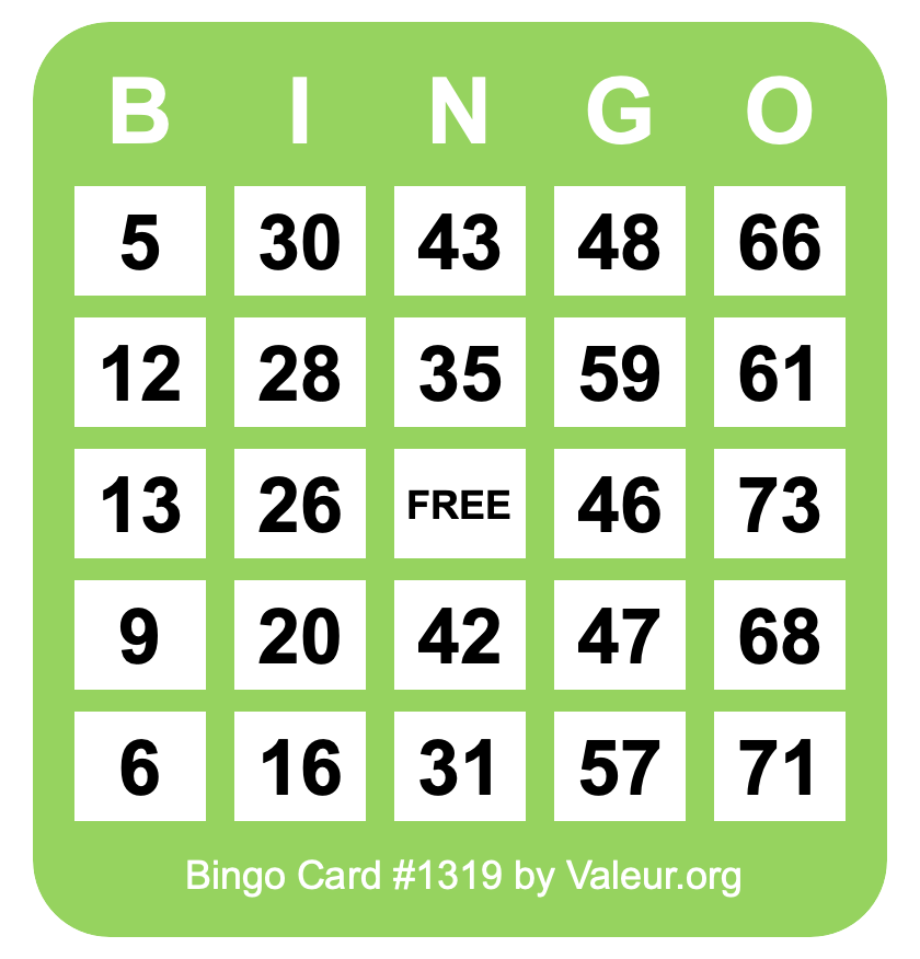 Bingo Card #1319