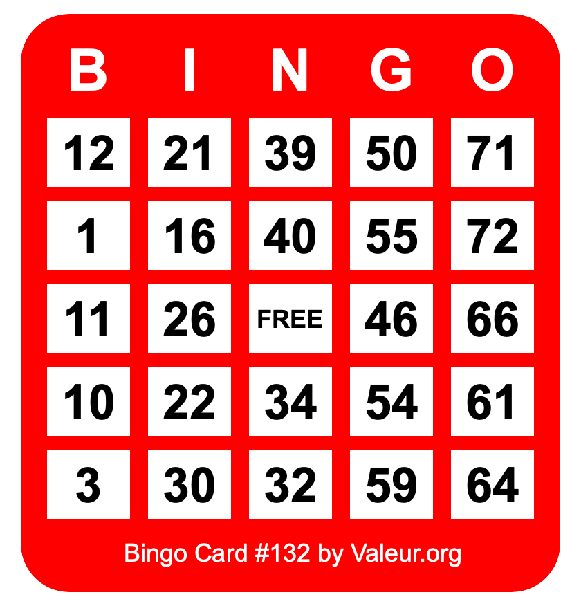 Bingo Card #132