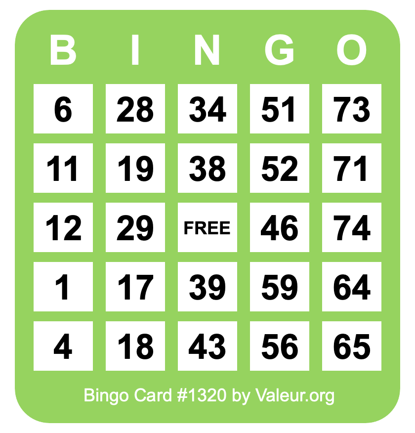 Bingo Card #1320