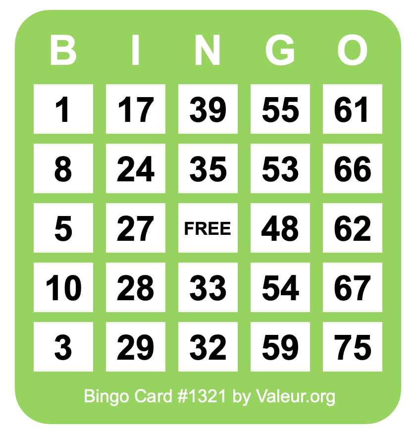 Bingo Card #1321