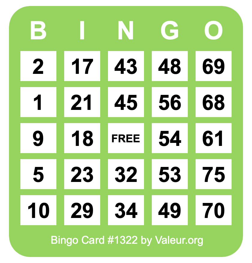 Bingo Card #1322