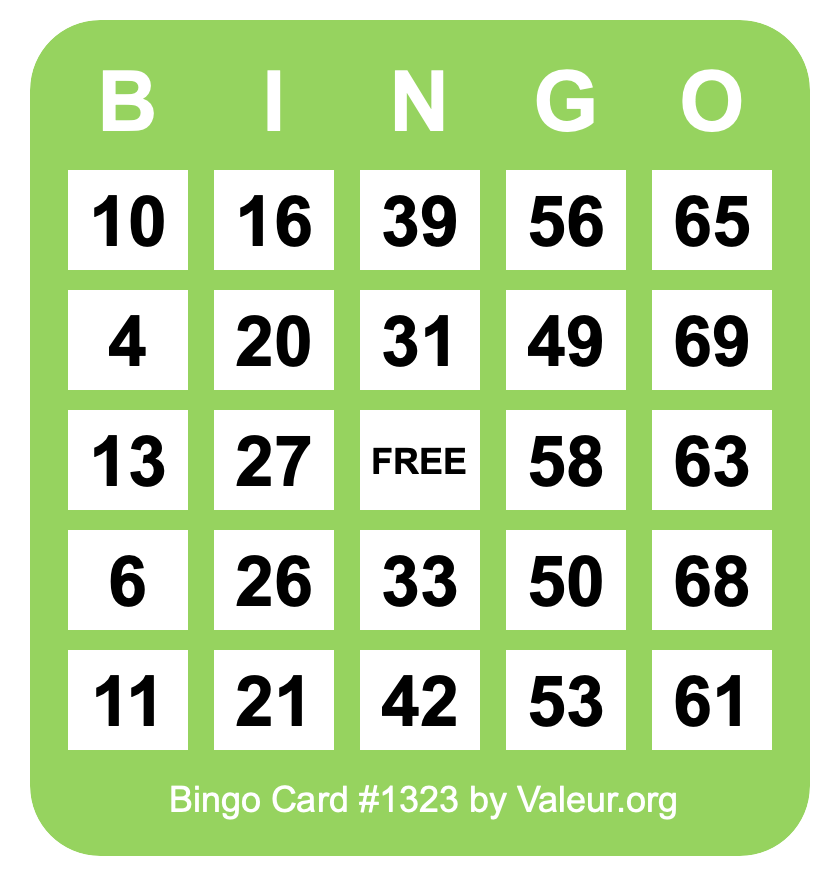 Bingo Card #1323