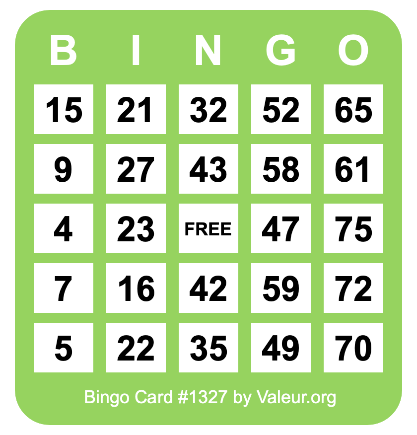 Bingo Card #1327