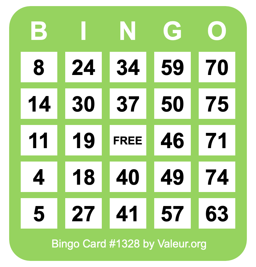 Bingo Card #1328