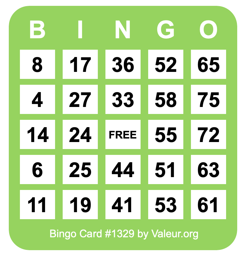 Bingo Card #1329