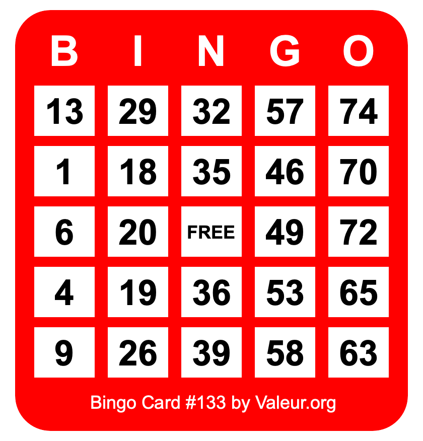 Bingo Card #133