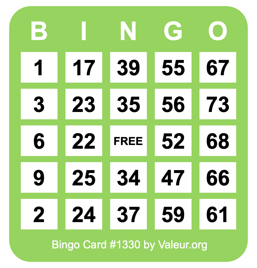 Bingo Card #1330