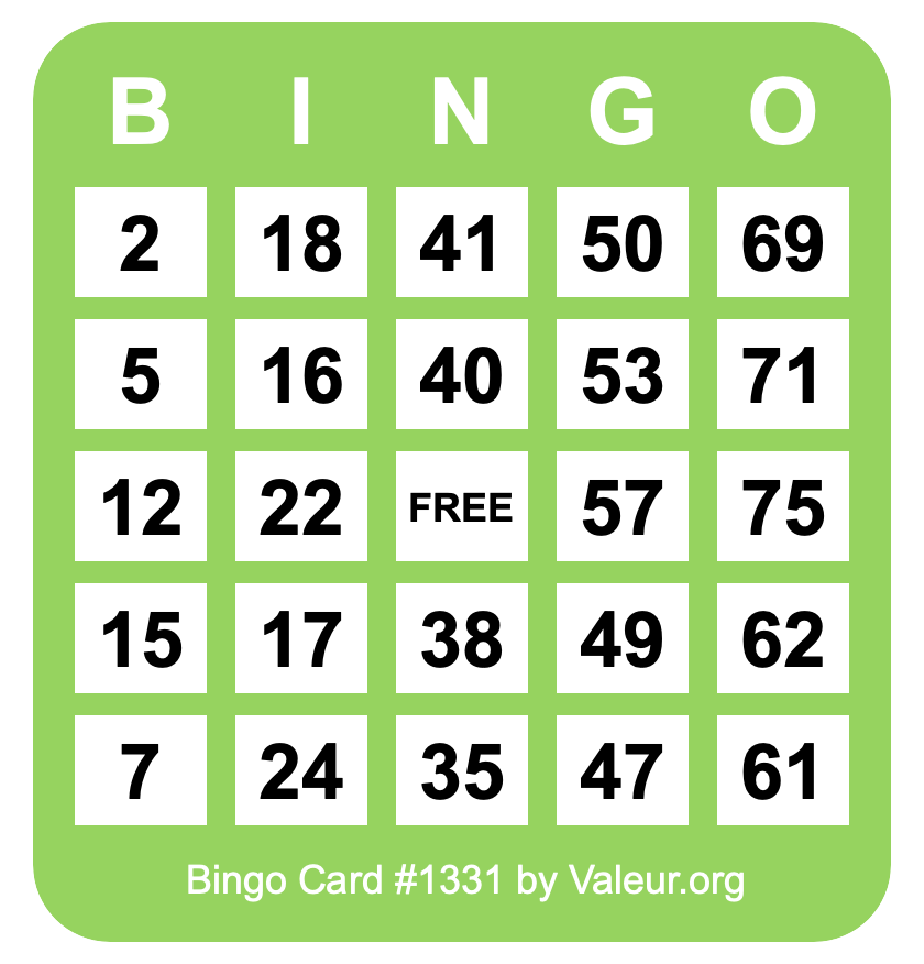 Bingo Card #1331