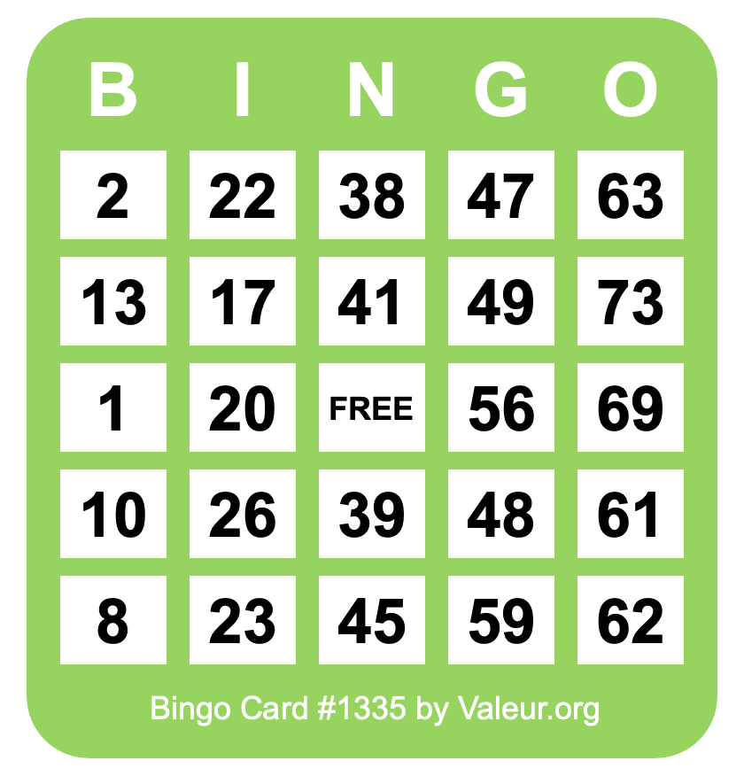 Bingo Card #1335 Bingo Card #1335