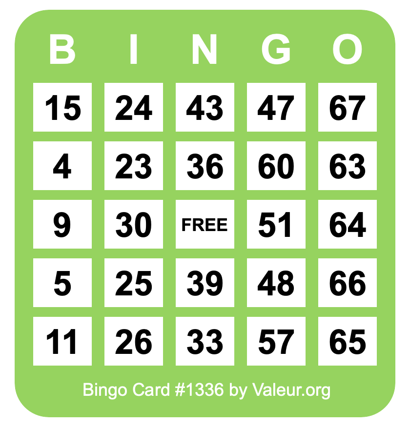 Bingo Card #1336