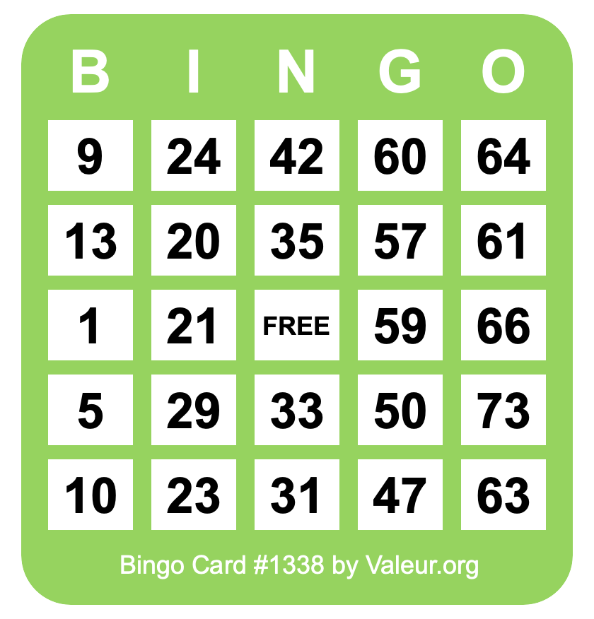 Bingo Card #1338 Bingo Card #1338
