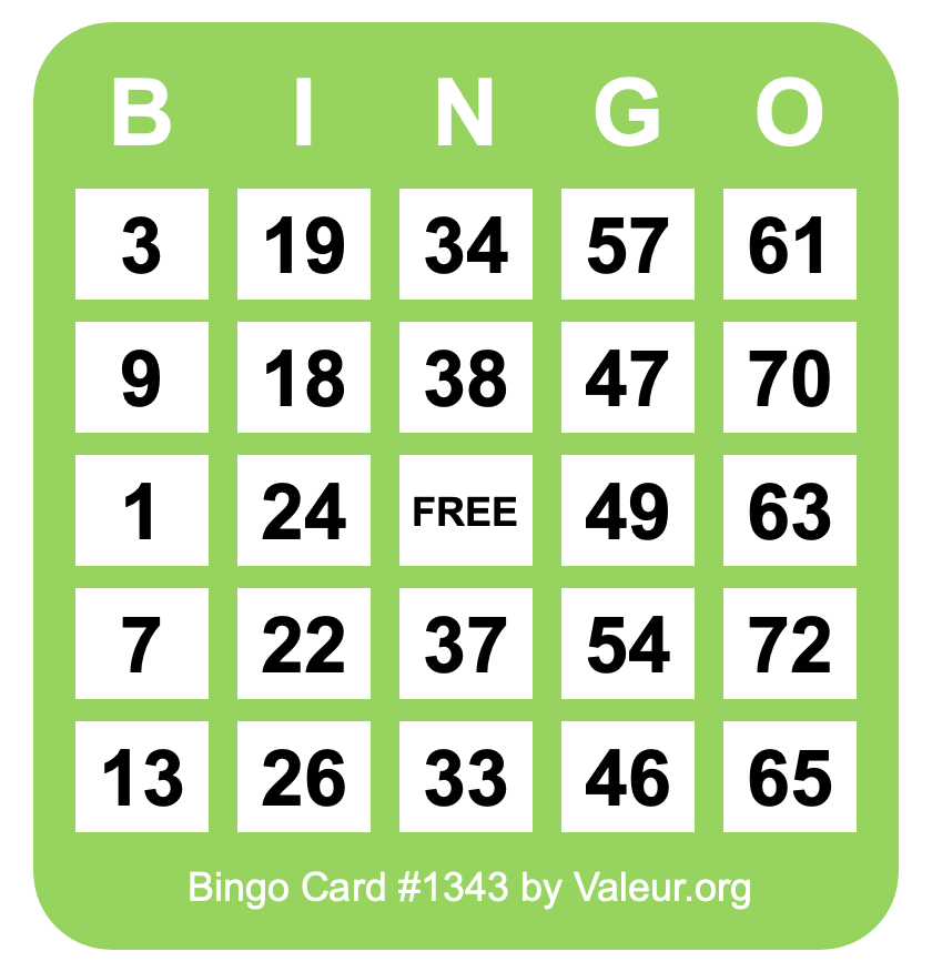 Bingo Card #1343