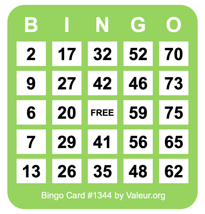 Bingo Card #1344