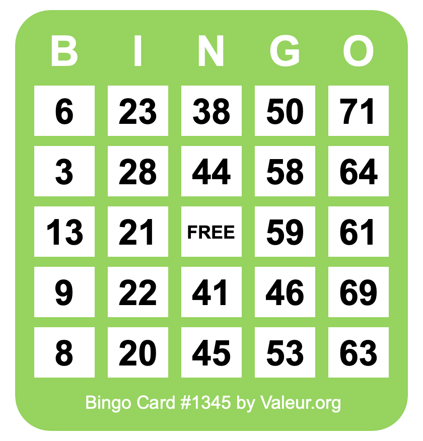 Bingo Card #1345