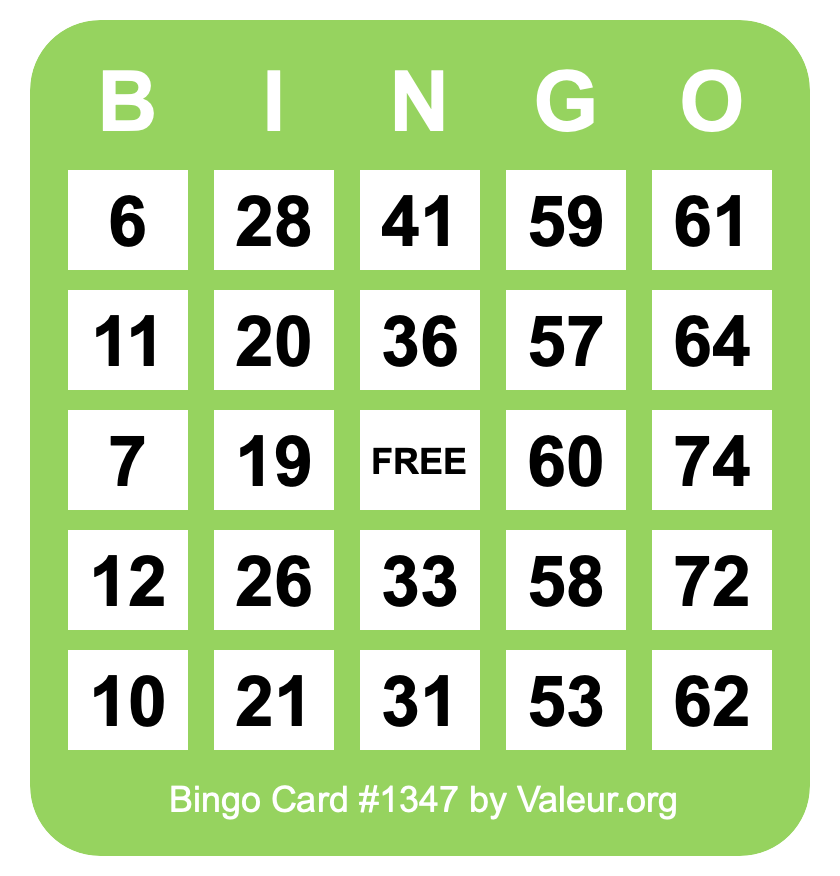 Bingo Card #1347