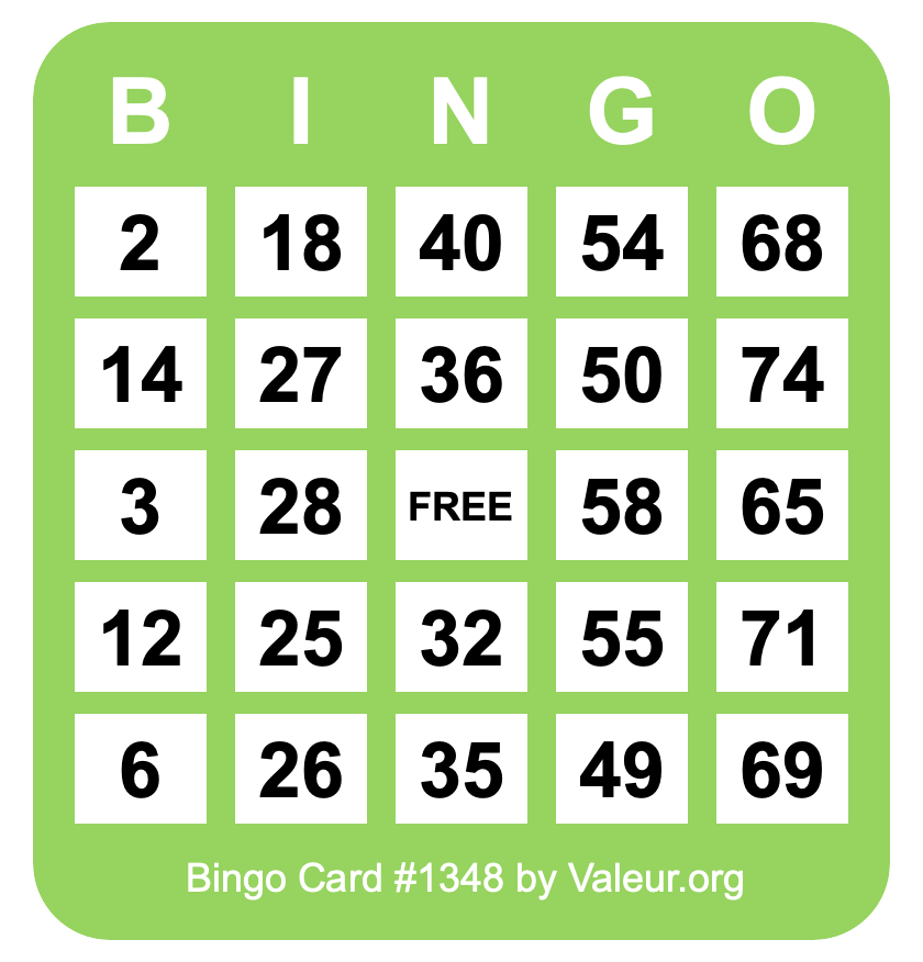 Bingo Card #1348