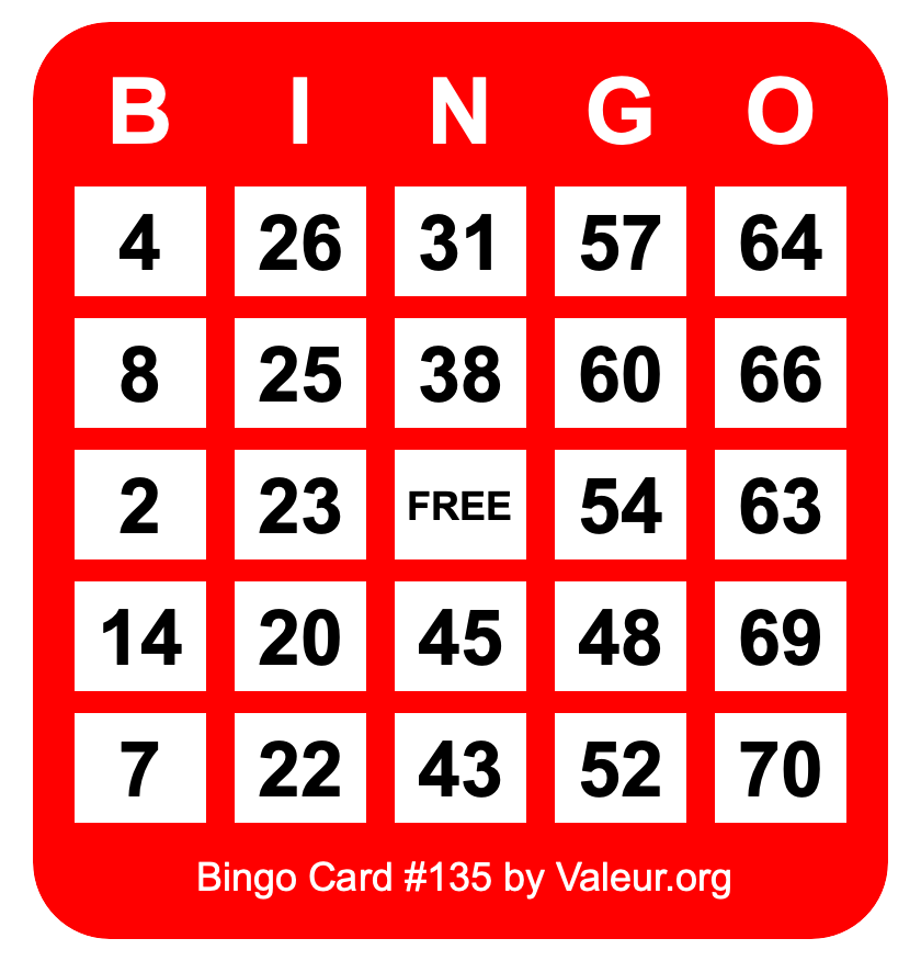 Bingo Card #135