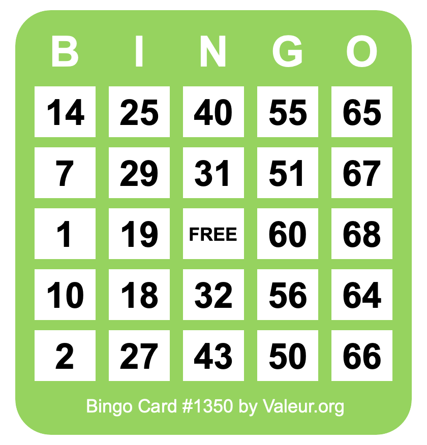 Bingo Card #1350