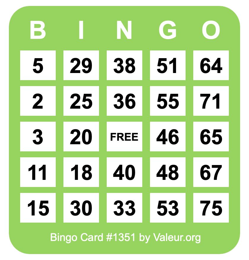 Bingo Card #1351