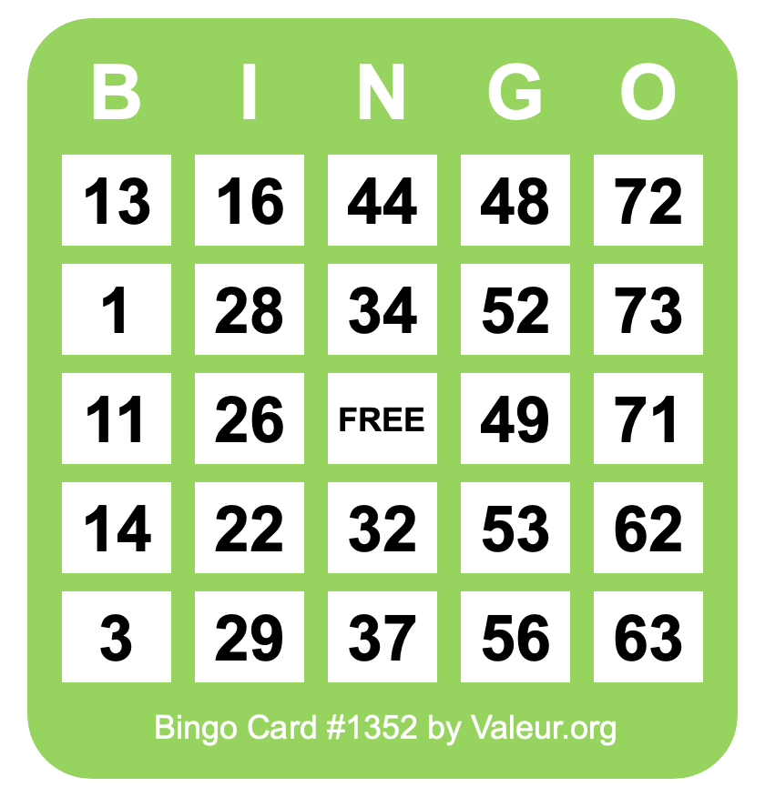 Bingo Card #1352