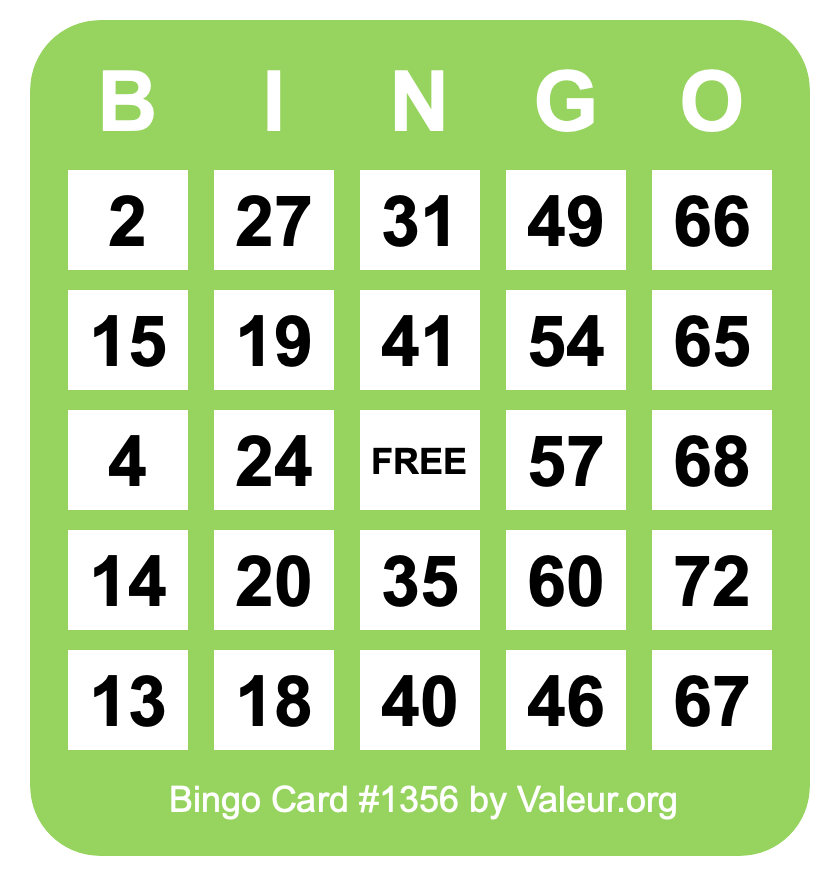 Bingo Card #1356