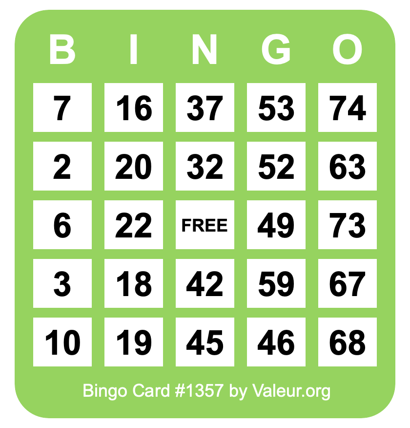 Bingo Card #1357