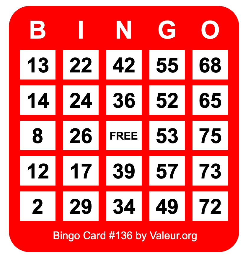 Bingo Card #136