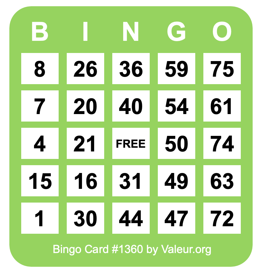 Bingo Card #1360