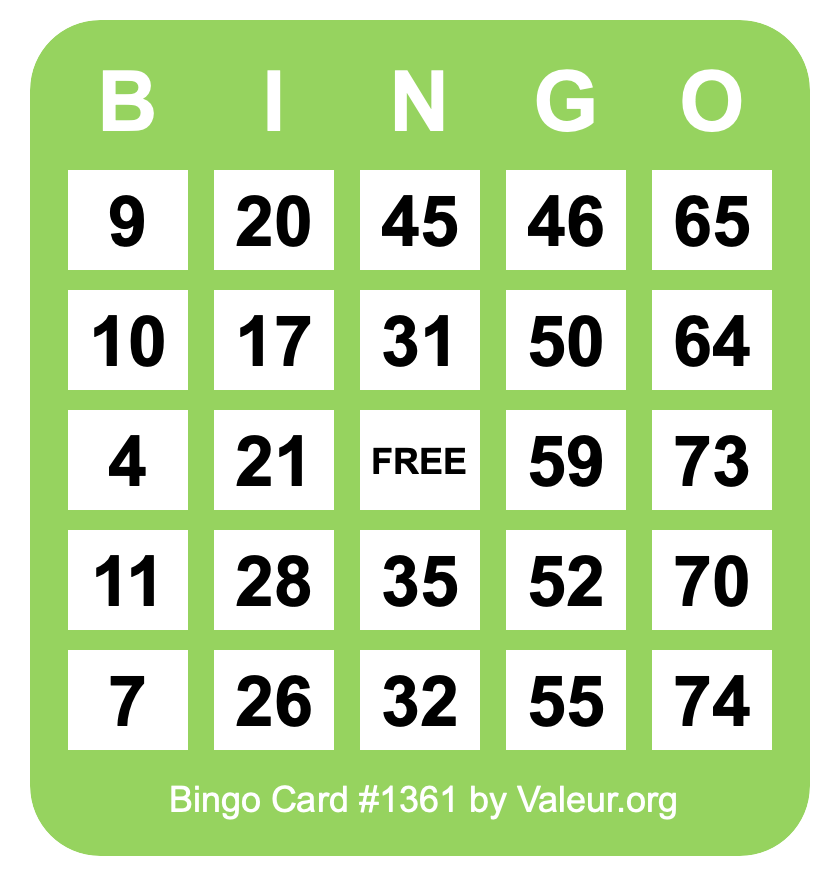 Bingo Card #1361