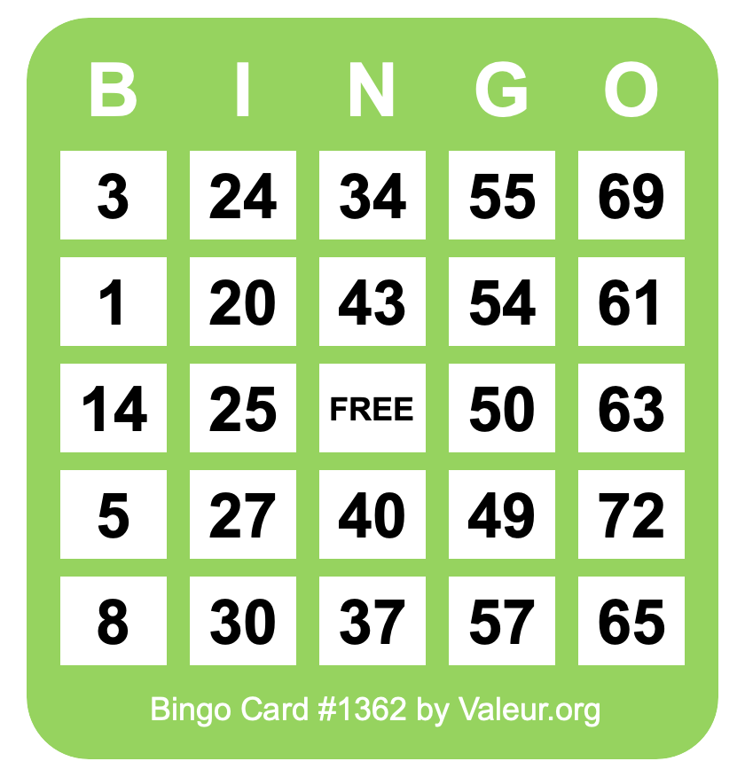 Bingo Card #1362