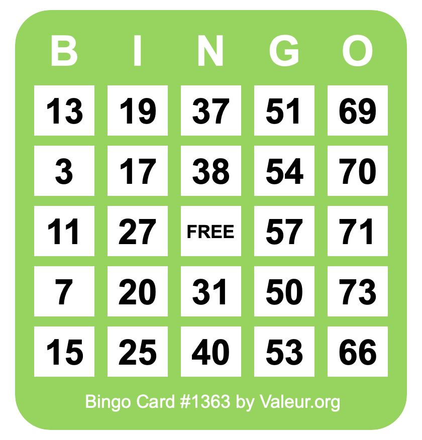 Bingo Card #1363