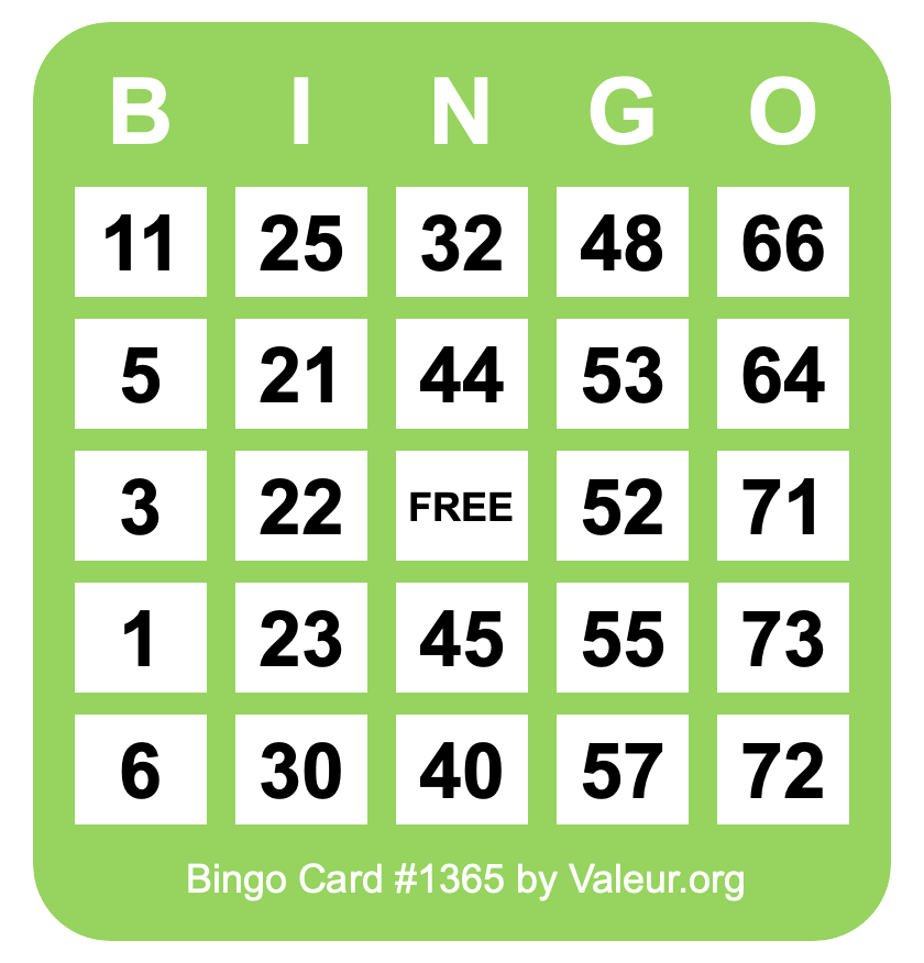Bingo Card #1365
