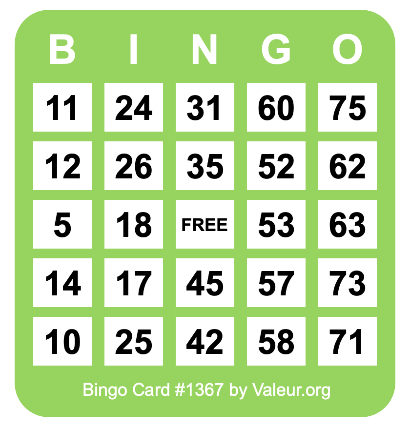 Bingo Card #1367