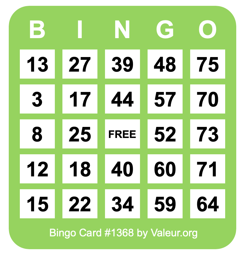 Bingo Card #1368