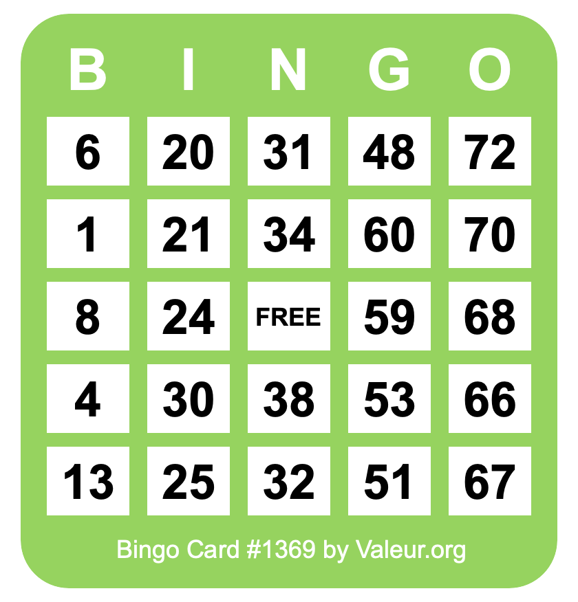 Bingo Card #1369