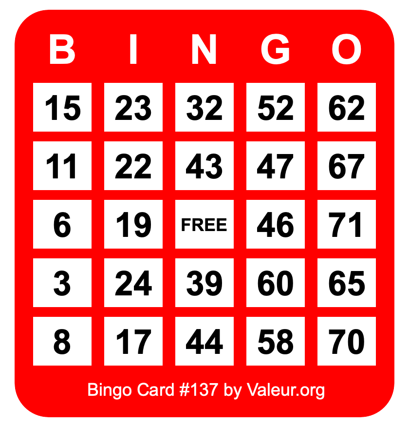 Bingo Card #137