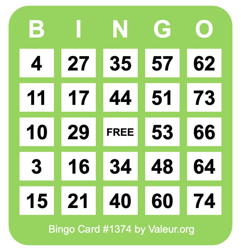 Bingo Card #1374