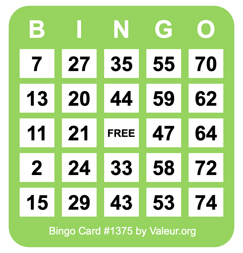 Bingo Card #1375