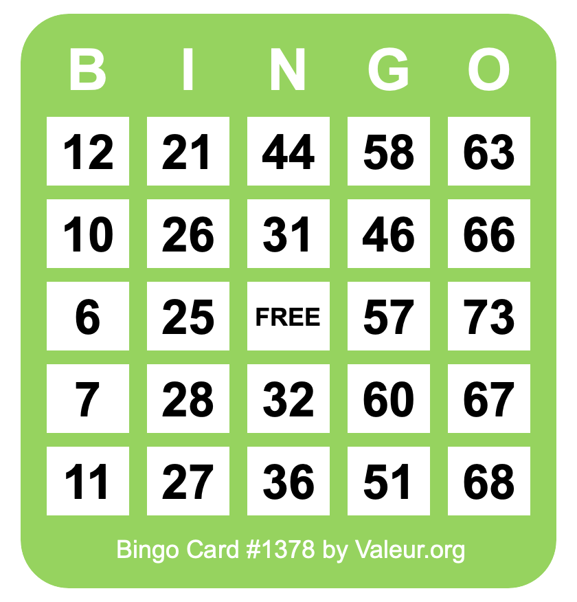 Bingo Card #1378