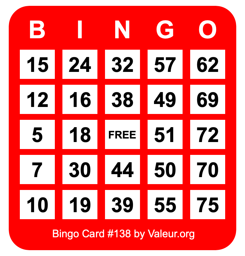 Bingo Card #138