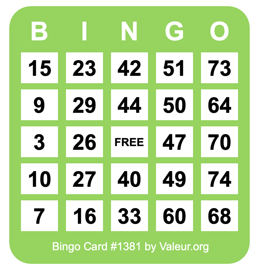 Bingo Card #1381