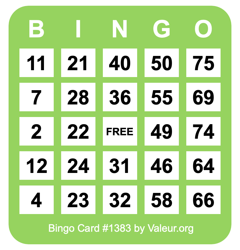 Bingo Card #1383