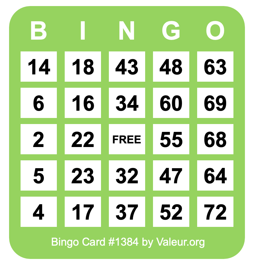 Bingo Card #1384