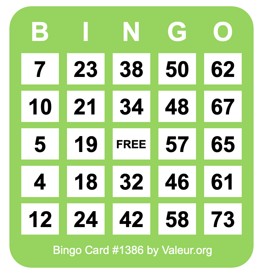 Bingo Card #1386