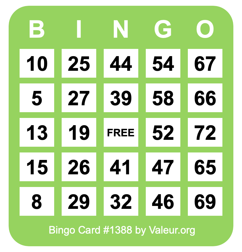 Bingo Card #1388