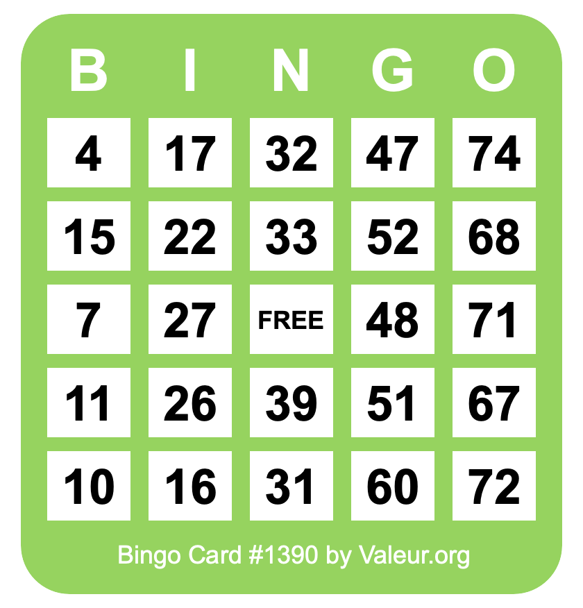 Bingo Card #1390